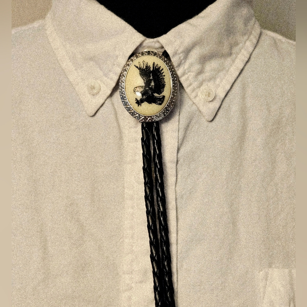 Eagle Bolo Tie with Silver Accents - Picture 2 of 6